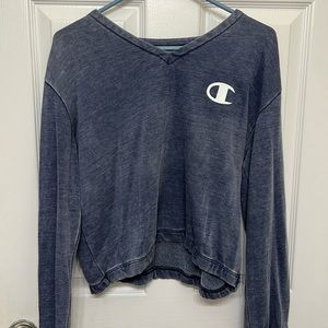 Women’s cuffed champion long sleeve{light heatherd blue}